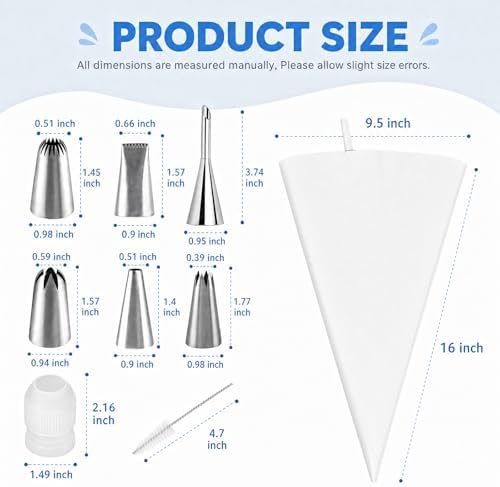 Reusable 16" Piping Bags and Tips Set