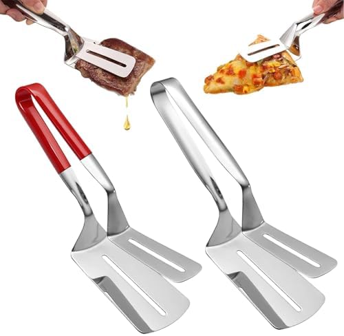 2Pcs Double-Sided Stainless Steel Grill Clamp Spatula, All-Purpose