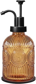 Amolliar Glass Soap Dispenser, 12 Oz, Brown-Black
