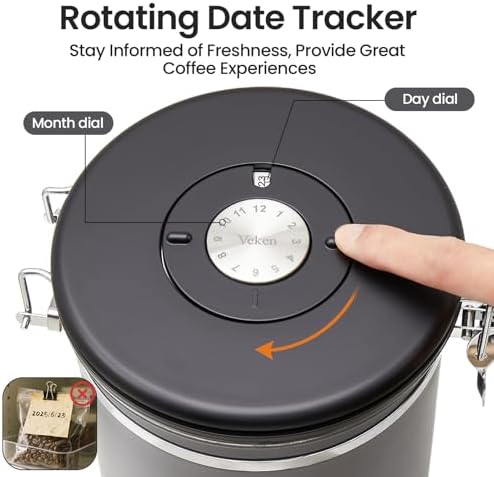 Veken Coffee Canister, Airtight Stainless Steel Food Storage