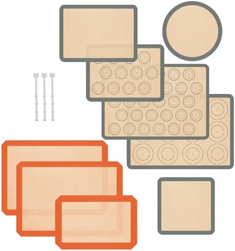 Silicone Baking Mat Set of 9, Silicone Mats for Baking, Baking Sheets