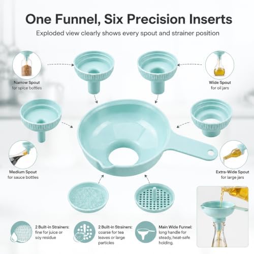 RUIGENG7-in-1 Wide Mouth Versatile Kitchen Funnel