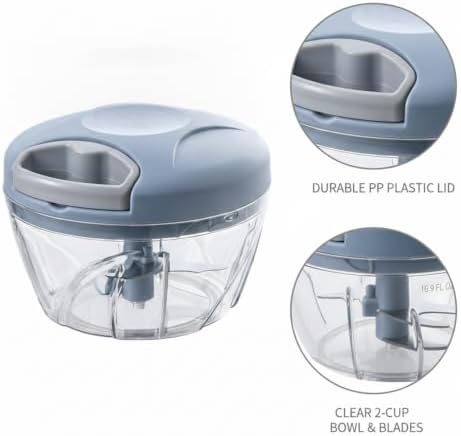 Manual Food Chopper, Pull-String Mincer for Garlic Onions Herbs, 16.9