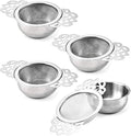 4 Set Tea Strainers with Drip Bowls Loose Leaf Tea Strainers