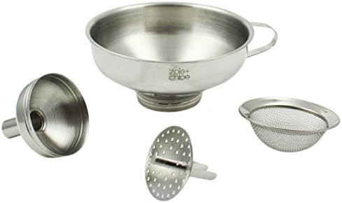 Zoie + Chloe 3-in-1 Stainless Steel Funnel Set - Kitchen Funnels with