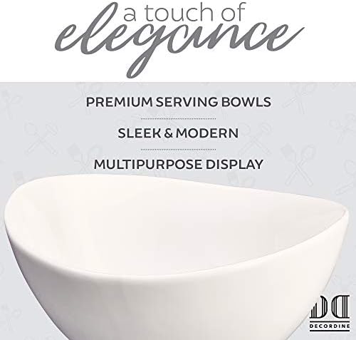 3 Piece Serving Bowl Set – Elegant White Porcelain Salad Bowls for