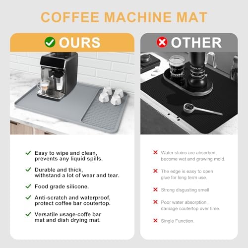 Silicone Coffee Mat, 24'' x 16'', Detachable Dish Drying Mat