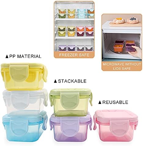 LELE LIFE 6Pcs Mini Food Storage Containers, Leakproof Lids, Condiment
