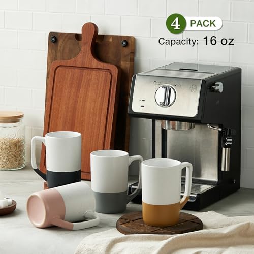 Large Ceramic Coffee Mug Set of 4, 16 oz Tea Cups with Handle