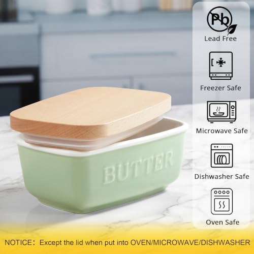 ALELION Ceramic Butter Dish with Lid for Countertop, Butter Keeper for