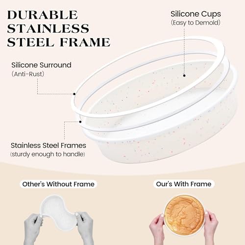 6 inch Small Round Cake Pans with Metal Reinforced Frame, Set of 3