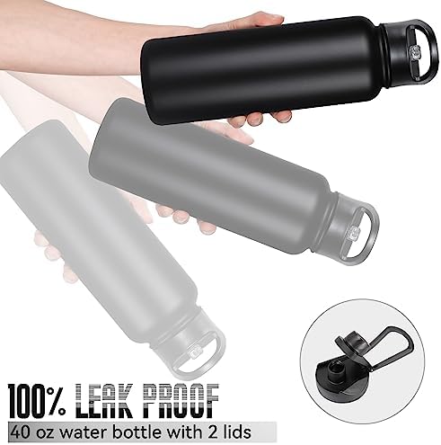 40 oz Insulated Water Bottle with Straw, Stainless Steel Sports Water