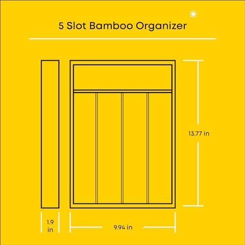 JoyJolt Bamboo Drawer Organizer for Kitchen Utensils, Drawer Divider