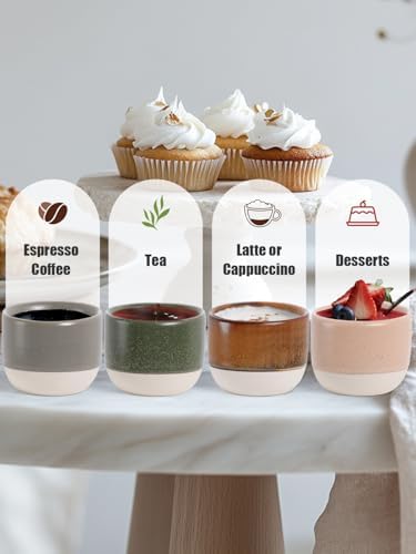 INGOFIN Ceramic Espresso Cup Set of 4-4.2 oz Espresso Cup for Coffee