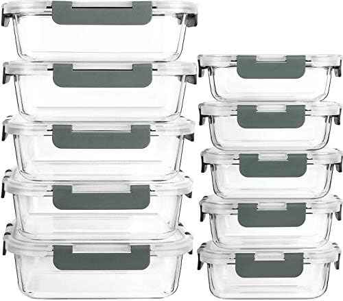 M MCIRCO 10 Pack Glass Food Storage Containers, Gray