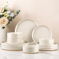 AmorArc Stoneware Dinnerware Sets for 4,12 Pcs Plates and Bowls Set