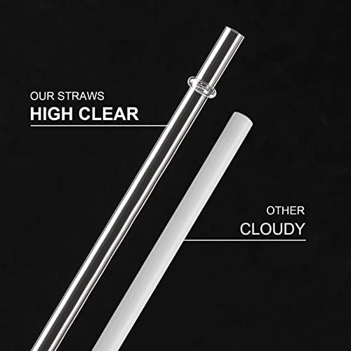 24 Pack, HIGHLY Transparent Reusable Plastic Straws with 4 Cleaning