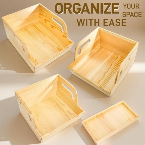 Wood Potato Onion Storage Bin, Stackable Pantry Organizer, Open Front
