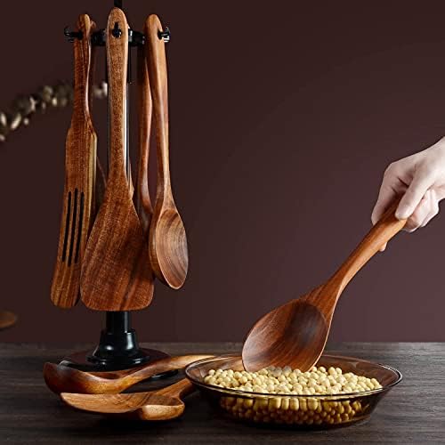 Wooden Spoons for Cooking,12 Wood Kitchen Utensils Set with Comfort