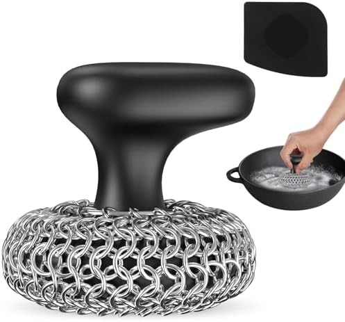 Cast Iron Scrubber Dish Scrub Brush 316 Chainmail Scrubber for Cast Iron