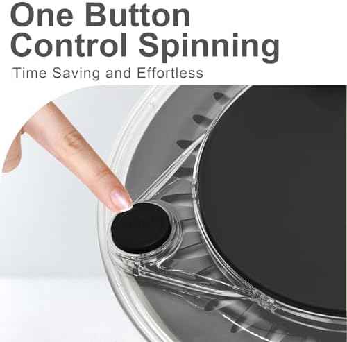 5.3Qt Stainless Steel Salad Spinner,Drain, Stop Button,Quick Dry Black