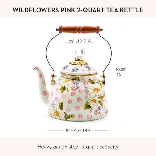 MACKENZIE-CHILDS 2 Quarts Tea Kettle (Pink Wildflowers)