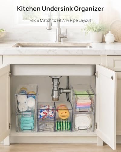 Vtopmart 8 Pack Clear Pull-Out Under Sink Organizer Set