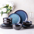 LeRatio Ceramic Dinnerware Sets for 4,12Pcs Porcelain Plates and Bowls