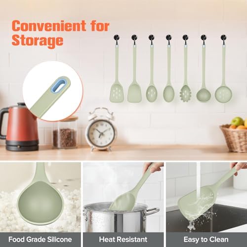 7-Piece Silicone Utensils Set, Green