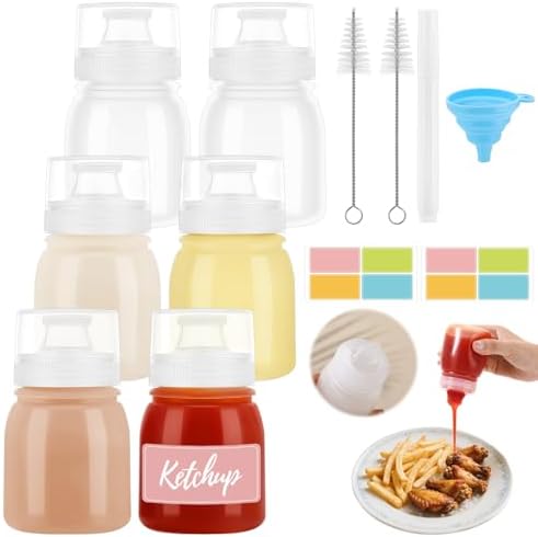 6 Pack Condiment Squeeze Bottles, Portable Sauce Bottles