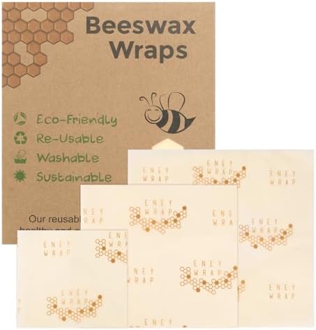 Reusable Beeswax Wrap 3 Pack (S, M, L) Beeswax Wraps for Food