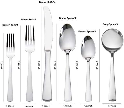 faderic Cutlery Set, 24 Piece Silverware Set With Soup Spoons for