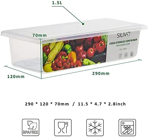 3 Pack 1.5L Fruit Storage Containers with Removable Drain Tray