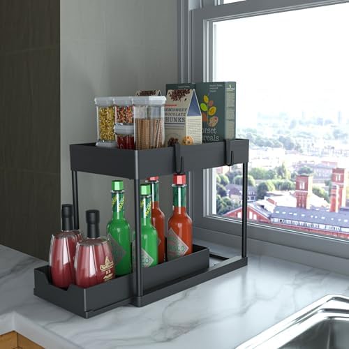 Under Sink Organizer, 2‐Tier Pull‐Out Cabinet Storage for Bathroom