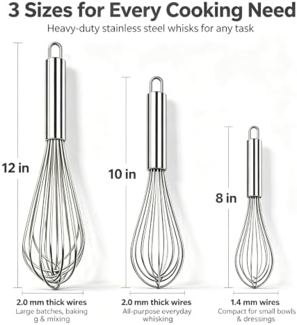 Whisk, Heavy Duty2.0mm Thick Wire Whisks 304 Stainless Steel whisk