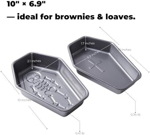 Coffin Cake Pan Set, 10 x 6.9 in Carbon Steel Molds, 2 Pack