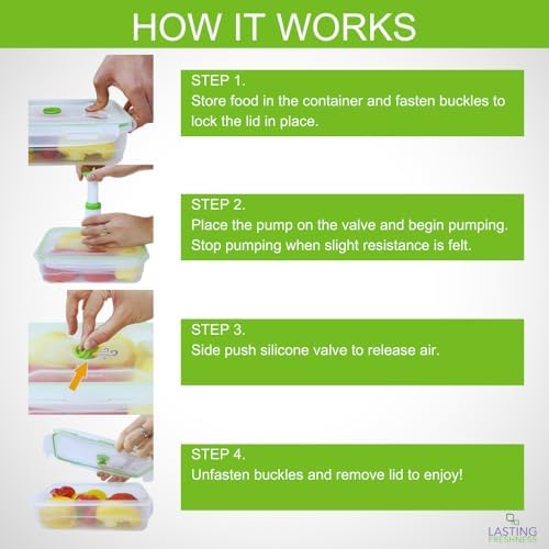 Lasting Freshness Vacuum Seal Food Storage Containers with Hand Pump