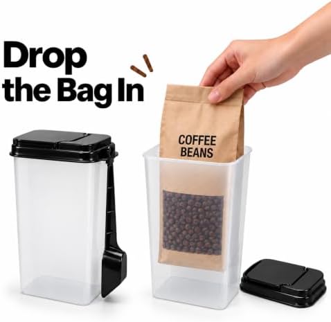 3-Pack Coffee Storage Containers with Scoop – Fit 12 oz Bags, Bag-in