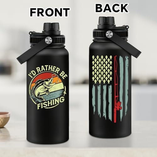 Fufandi Fishing Gifts for Men, Fisherman Gift, Fishing Water Bottle