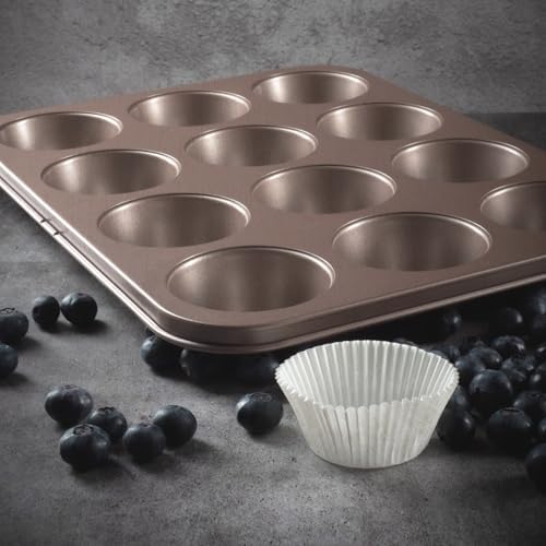 HAPPIELS 12 Cup Muffin Pan Nonstick, PFOA & BPA Free