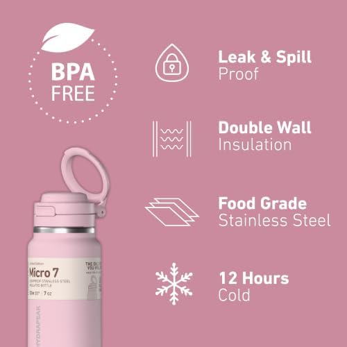 Hydrapeak 7oz Micro Tumbler, Insulated Stainless Steel Cup with Flip