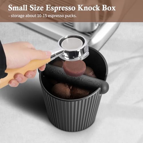 Coffee Espresso Puck Knock Box - Small Size Stable Knock Box for Quick
