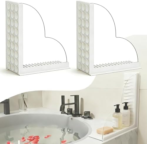 Bathtub Splash Guard with Suction Cup No Adhesive Reusable Silicone
