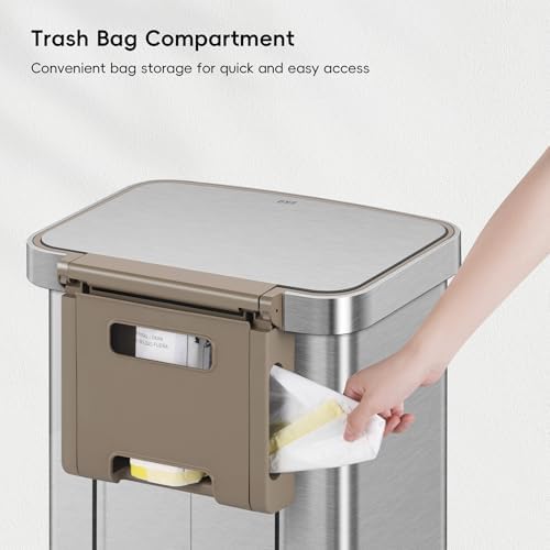 EKO Hudson Matte Stainless 75 Liter/20 Gallon Step Trash Can with Rear