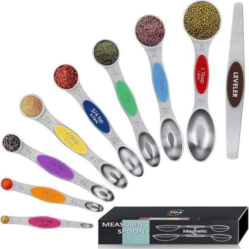Magnetic Measuring Spoons Set,Heavy Duty Stainless Steel,Dual Sided