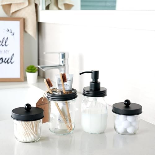 Amolliar Mason Jar Liquid Soap Dispenser, Black, 2 Pack