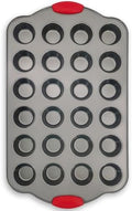 Boxiki Kitchen 24 Cup Mini Muffin Pan with Silicone Handles