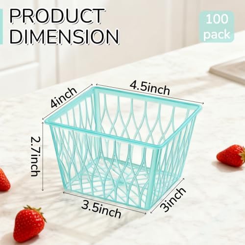 ZAVOOS 100 Pack Pint Size Plastic Berry Baskets with Open Weave