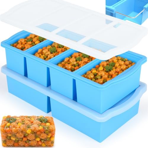 ZIP STANDING Silicone Freezer Trays with Lid,1-cup&2 cup Soup Freezer