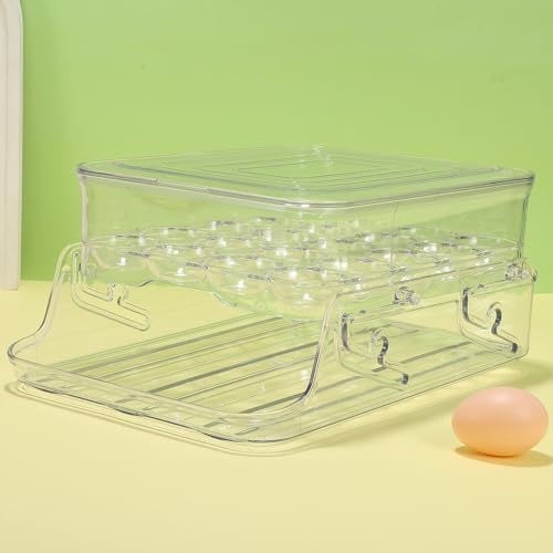 Cabilock PET Egg Storage Box Double Layer Automatic Rolling Dispenser